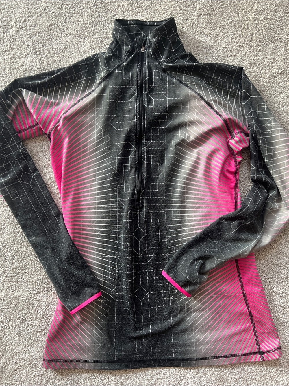 Nike Pro Black Geometric Zip-Up  athletic Jacket